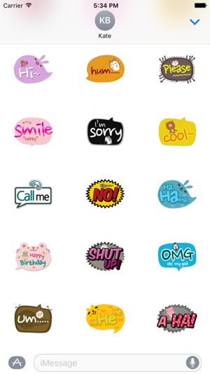 Cute Comic Talk Stickers Pack