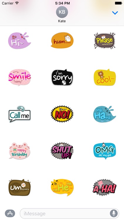 Cute Comic Talk Stickers Pack