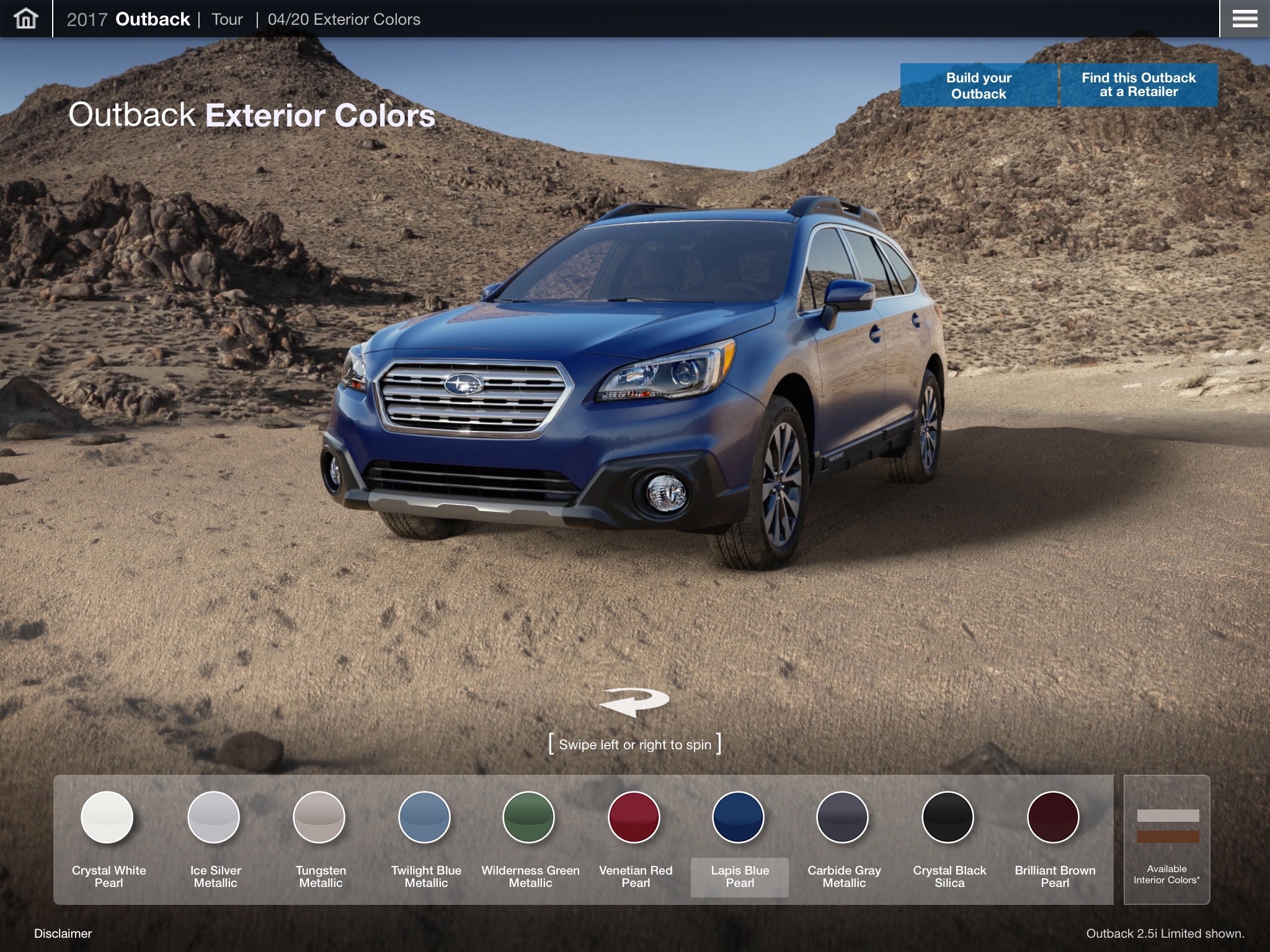 2017 Subaru Outback Guided Tour – eBrochure, trims, specs and more screenshot 2