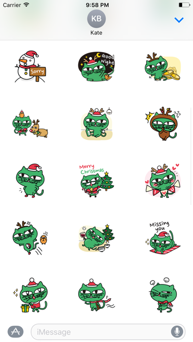 Greeny The Cat - Christmas stickers packのおすすめ画像1