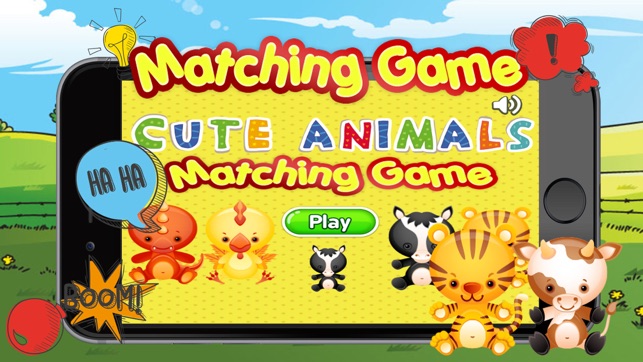 Animals matching game for kids preschool