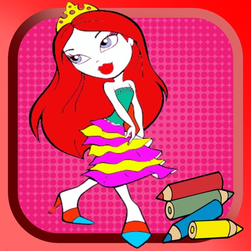 All princess game crayon fun-coloring book girls icon