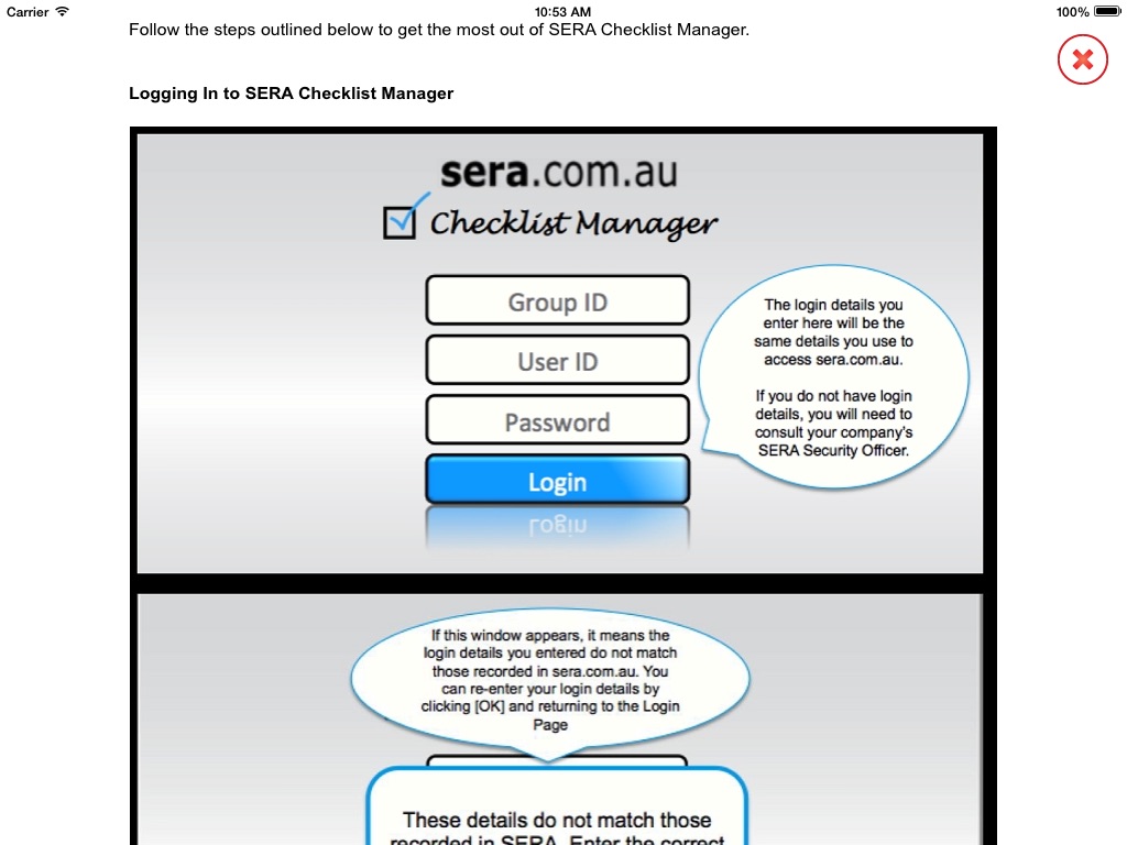 SERA Checklist screenshot 2