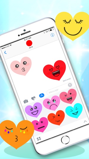 Kawaii Hearts Emoji - Sticker Set for iMessage(圖4)-速報App