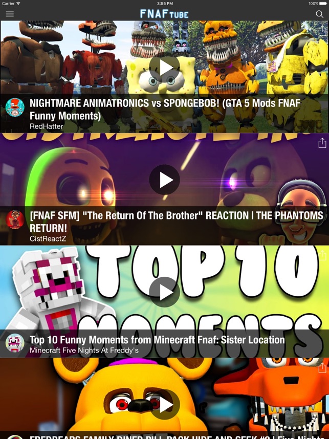 Fnaf Tube Videos For Five Nights At Freddys On The App Store - 