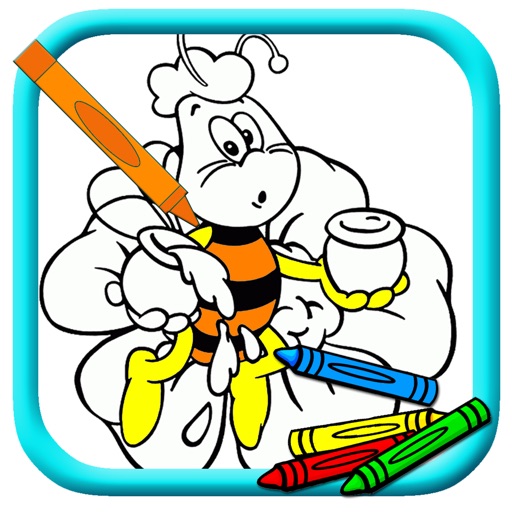 Big Bee Explorer Coloring Page Game For Kids Icon