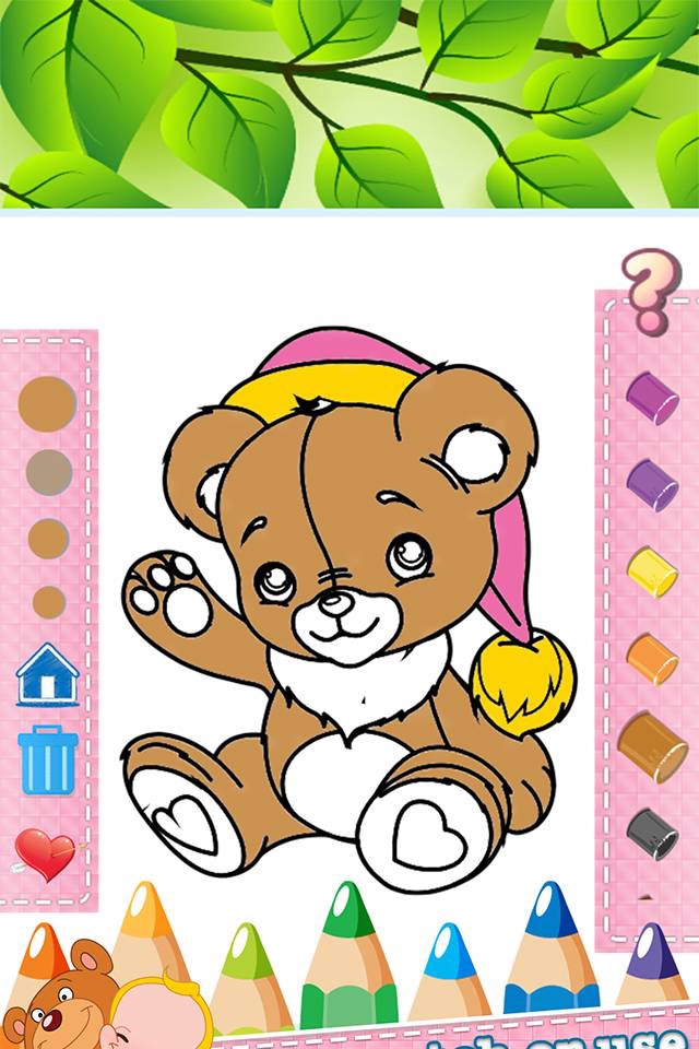 Bear Drawing Coloring Book - Cute Caricature Art Ideas pages for kids screenshot 3