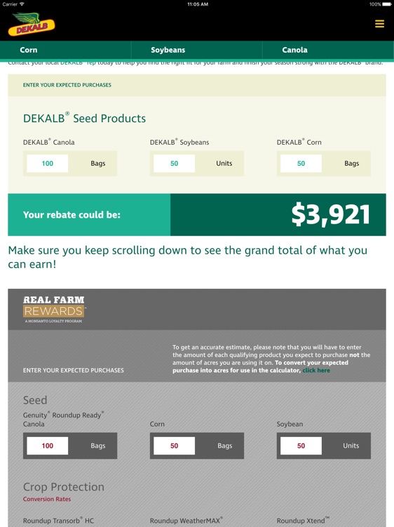 DEKALB® Bonus Rebates Calculator