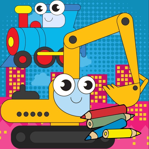 Vehicle coloring book free crayon game for toddler icon