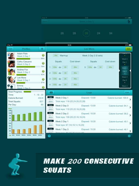Squats Coach Pro for iPad - Do 200 Squats