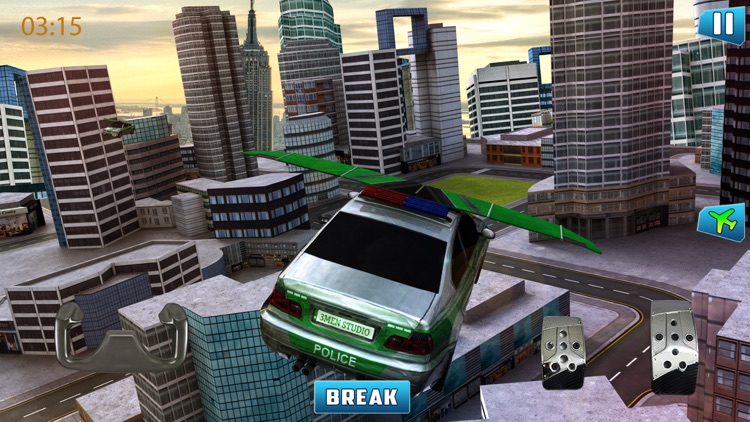 Flying police car chase simulator