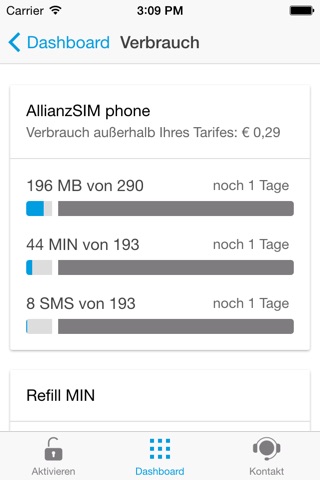 Allianz SIM screenshot 2