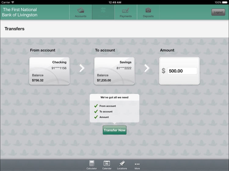 First National Bank of Livingston for iPad screenshot-3