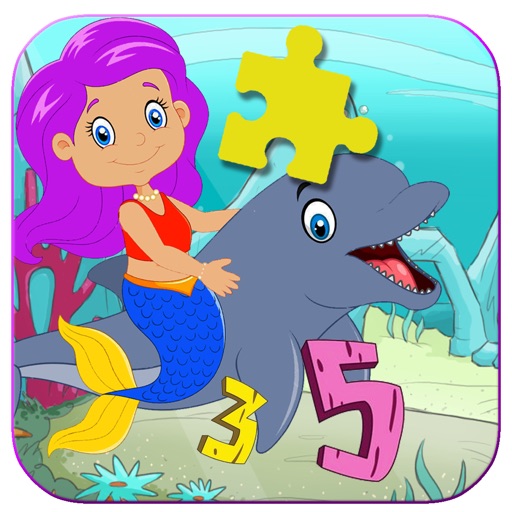 Kids Mermaid Number Jigsaw Puzzle Game icon