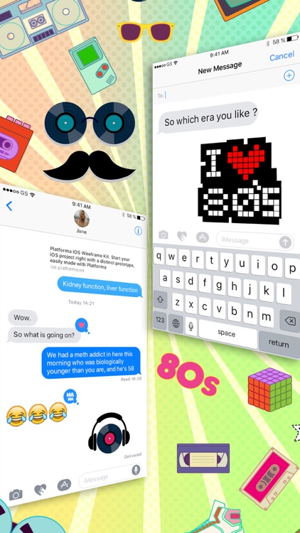 80's Emoji - Retro Sticker Pack for iMessage