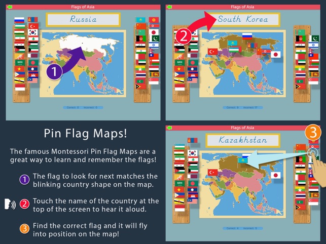 Flags of Asia - Montessori Geography(圖3)-速報App