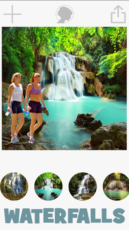 Waterfall photo frames with cut and paste montage