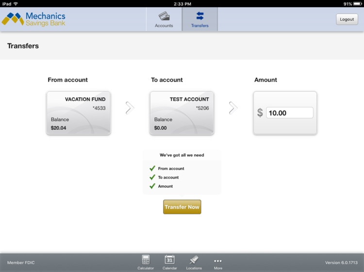 Mechanics Savings Bank Mobile Banking for iPad screenshot-3