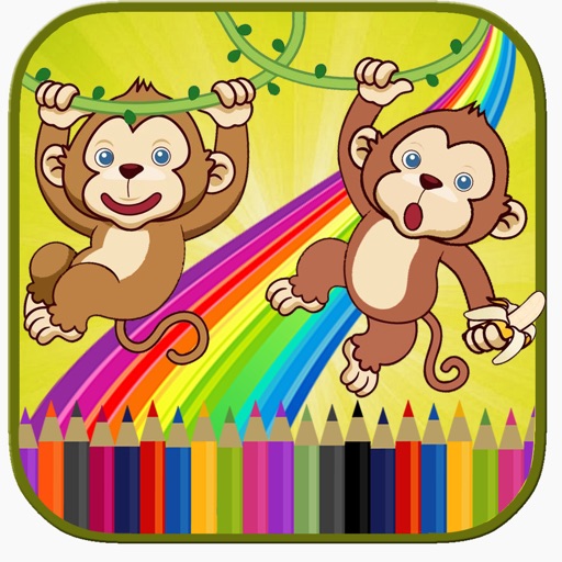 Regular Monkey Party Coloring Page Game For Kids