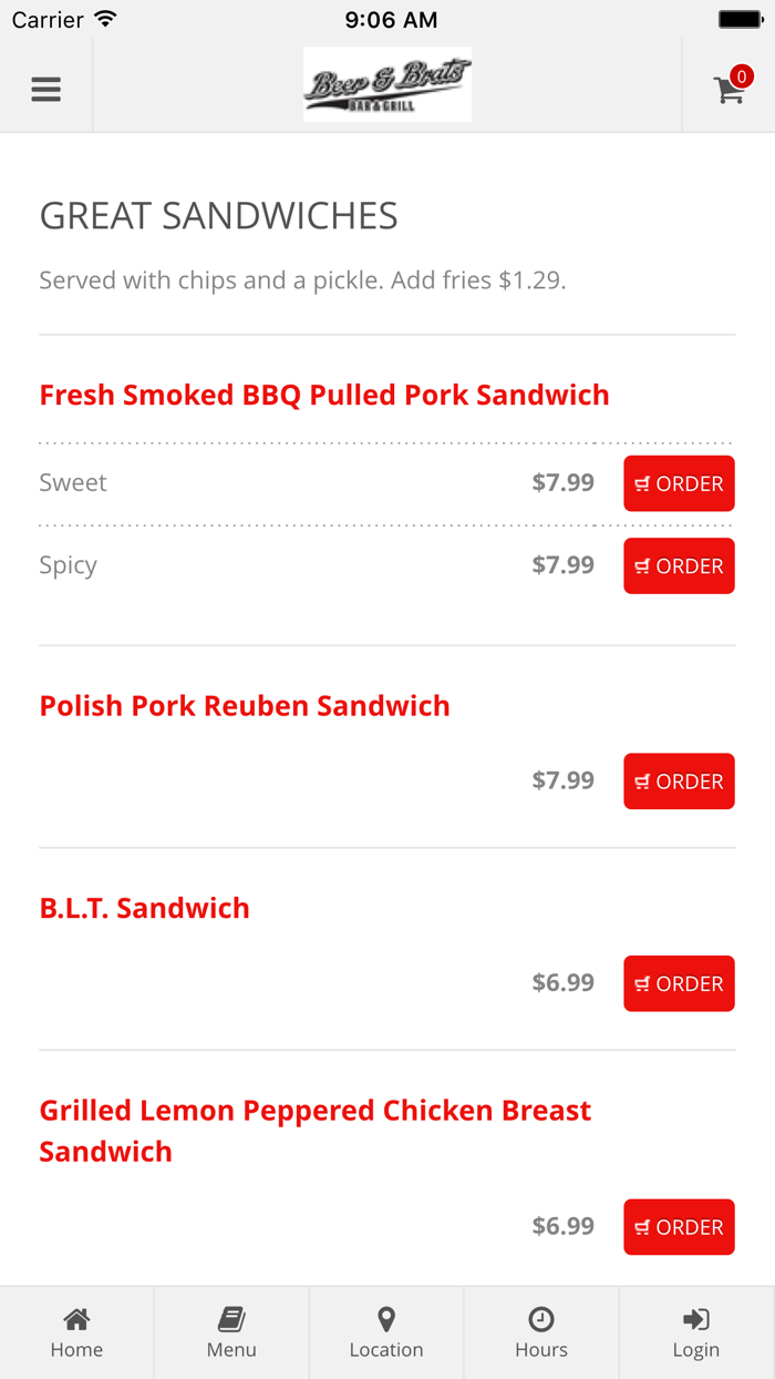 Beer  Brats Online Ordering