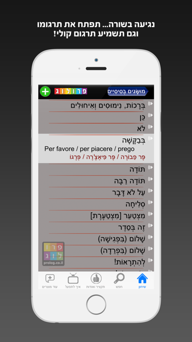 איטלקית - שיחון לדוברי עברית מבית פרולוג - חדש! השמעה והקראה בנגיעה Screenshot 3