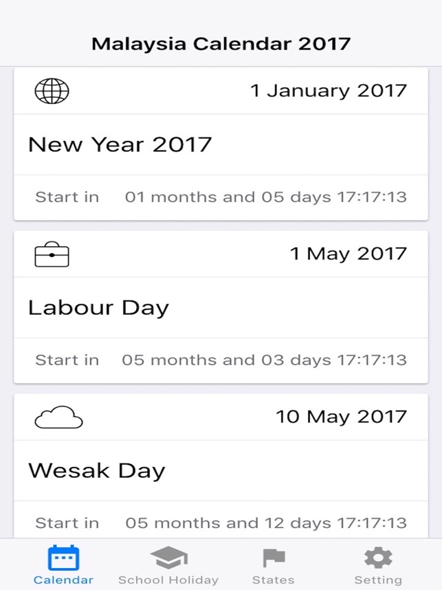 Malaysia Calendar 2017 On The App Store