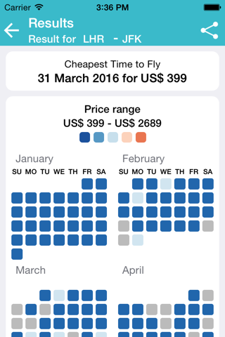 Cheap Flights Calendar screenshot 4