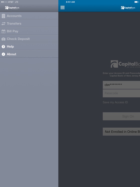 Capital Bank of New Jersey iPad Version
