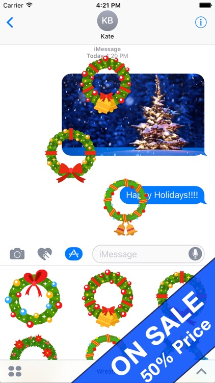 Blinking Christmas Wreaths Animated Stickers