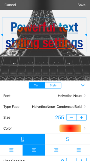 Type - text on image