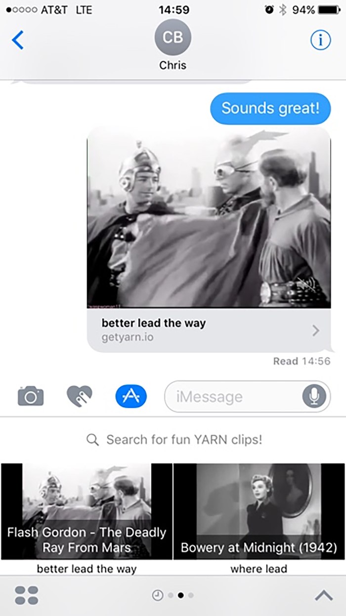 YARN messages - with tv and movie video clips