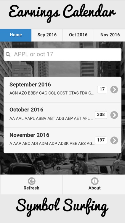 Symbol Surfing Earnings Calendar