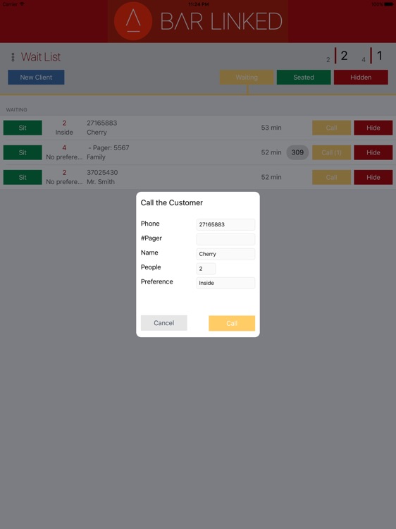 Bar-Linked Wait List