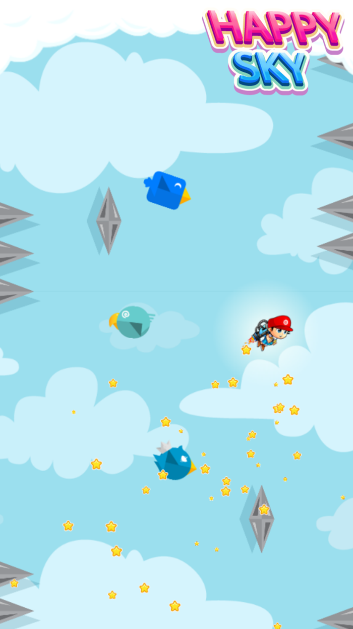 快乐 喷气背包 翅膀 飞 浮动 保持 星 在 天空