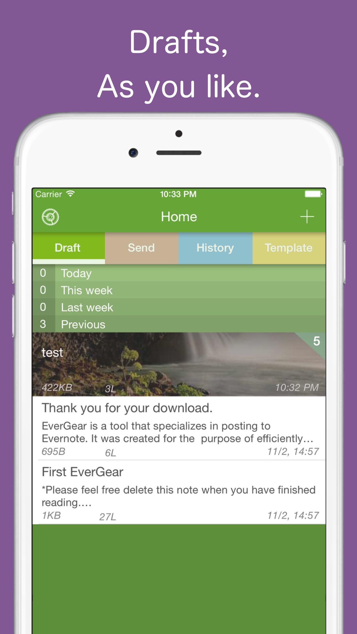 Screenshot do app EverGear for Evernote