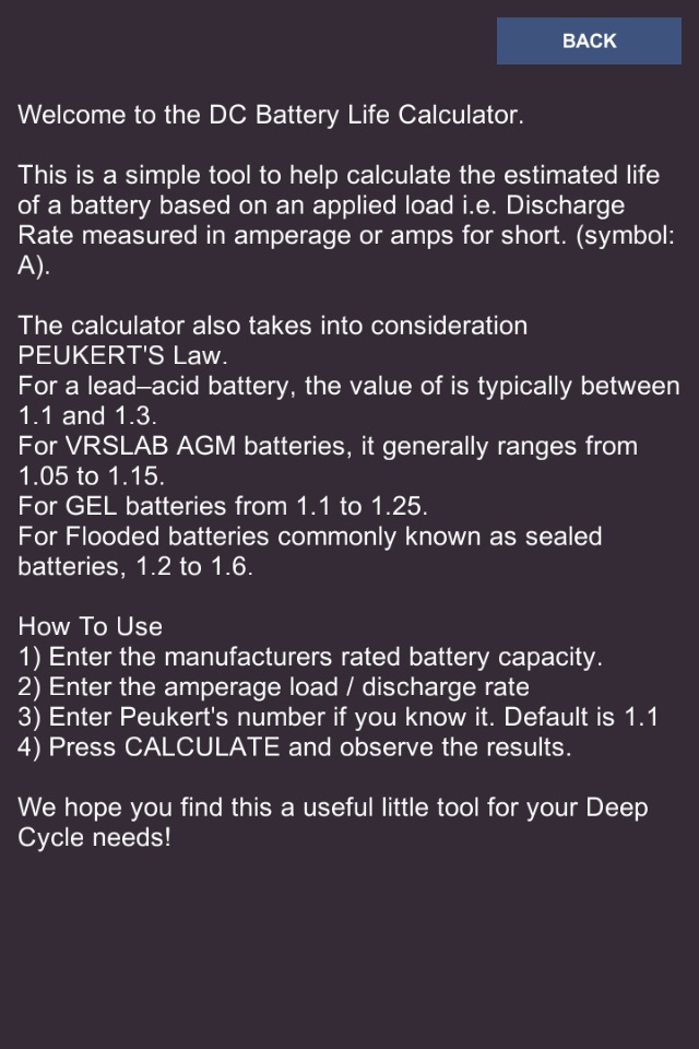 DC Battery Life Calculator Free screenshot 2