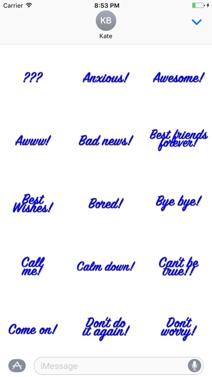 Expressions Dark Blue Stickers for iMessage