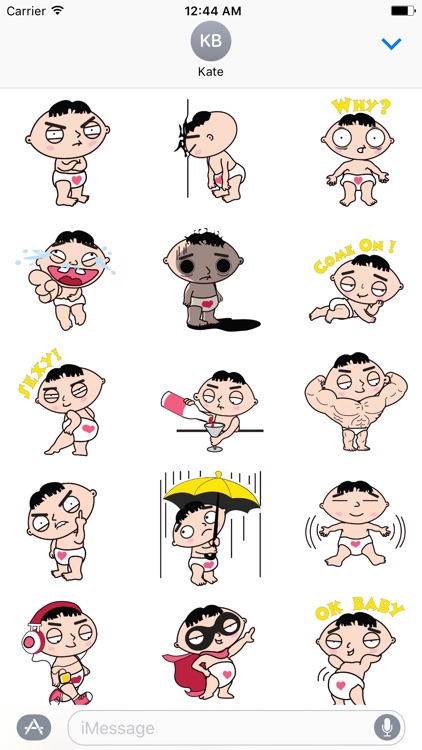 Stewie Griffin stickers for iMessage