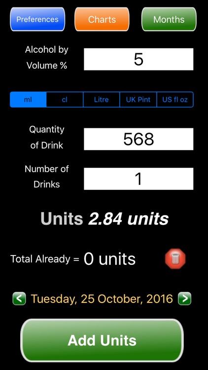 Alcohol Units Calculator