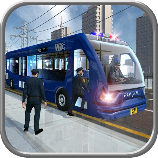 Police Bus City Transporter 3D Icon