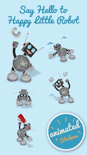 Happy Little Robot animated 3D Stickers(圖2)-速報App