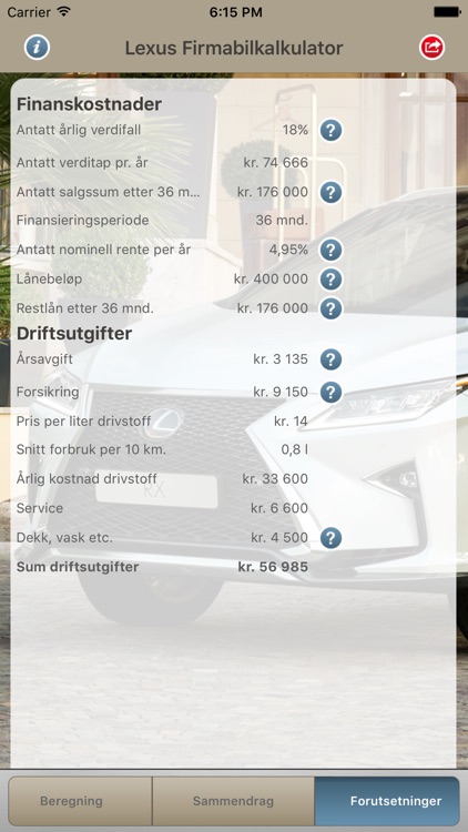 Lexus Firmabilkalkulator Norge