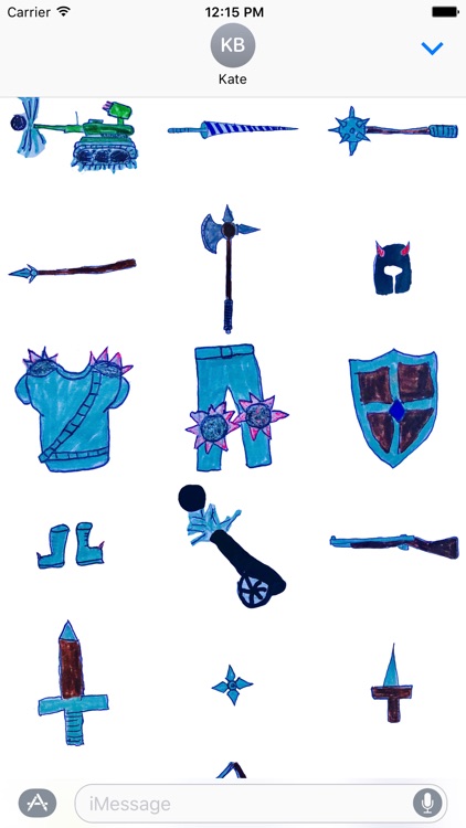 Kid Armor - Sketched sticker weapons