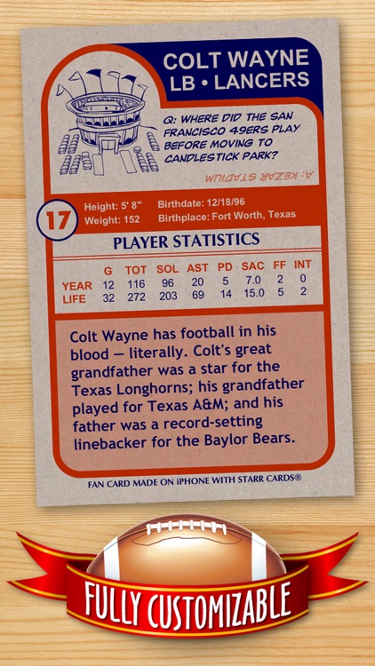 Football Card Maker - Make Your Own Starr Cards