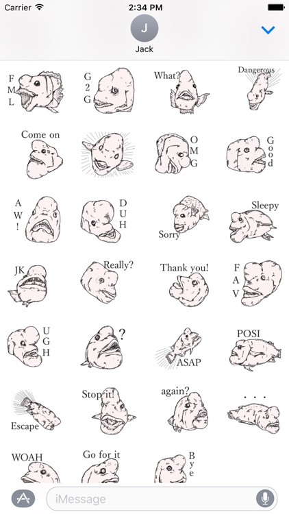 Unpleasant Fish Stickers iMessage