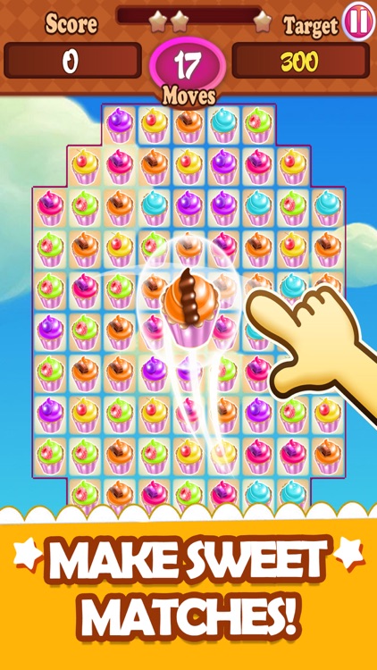 Cup-cake Mania Sweet candy Match 3 Maker Pop Game