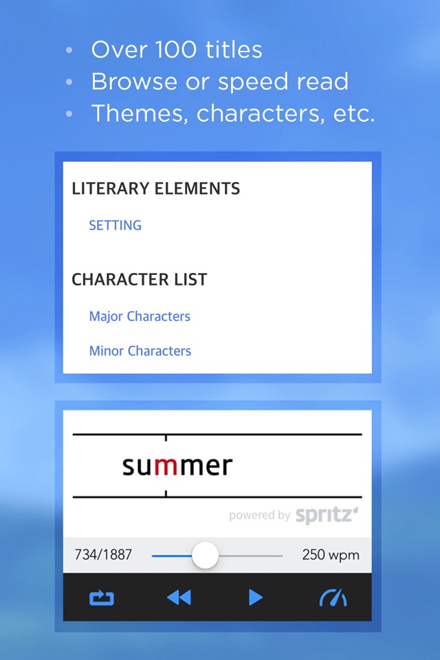 Book Notes - Summaries of Classic Literature Read Study Guides with Spritz Spark Cliffs screenshot 3