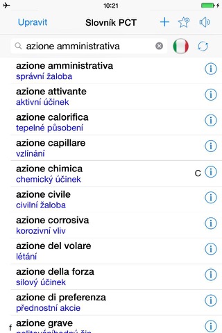 Italsko-český slovník PCT+ screenshot 2