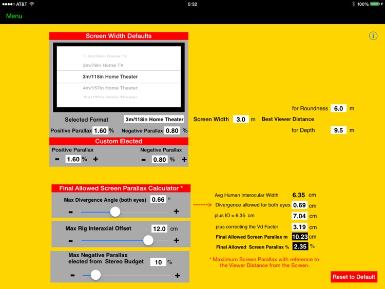 3D Stereo Depth Calculator