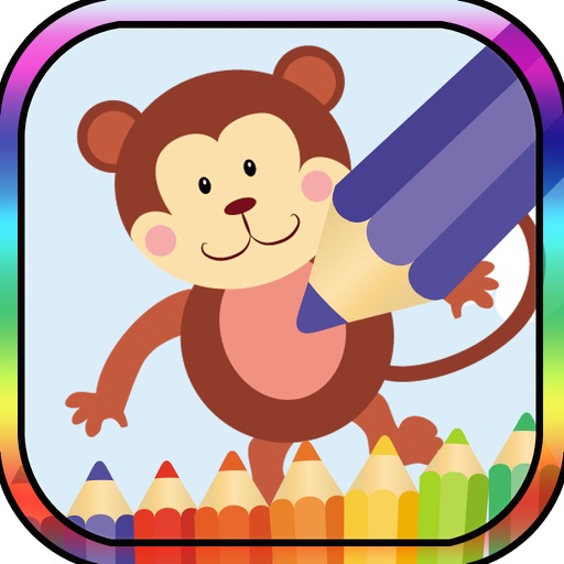 Kids Coloring Book monkey and frinds animal icon